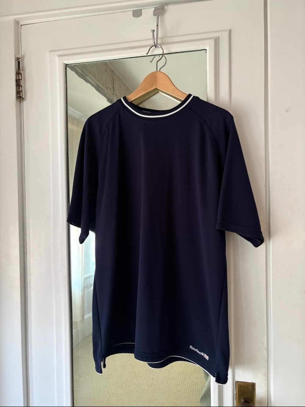 Vintage Y2K Reebok Navy Mesh Jersey Plain Athletic